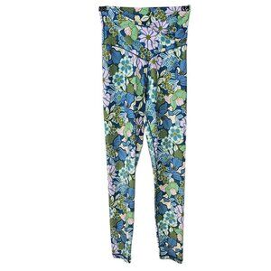 Aerie Real Me Crossover Waist 7/8 Leggings, Floral, Stretch, Size Medium